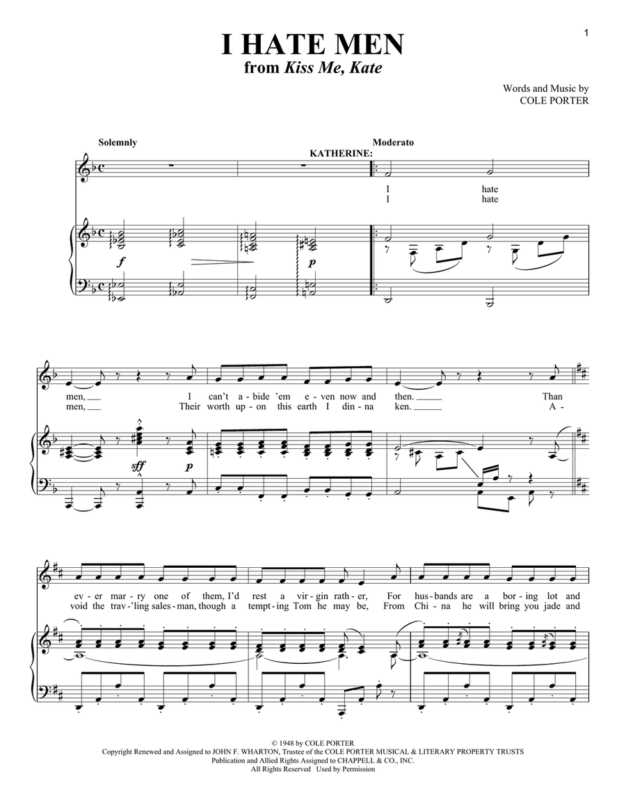 I Hate Men (from Kiss Me Kate) (arr. Richard Walters) Soprano Voice scores gallery preview page 1