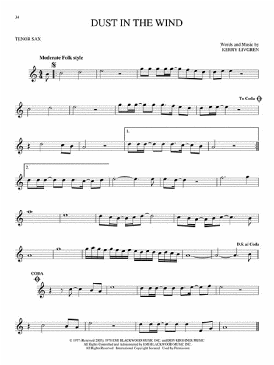 Essential Songs for Tenor Sax Tenor Saxophone scores gallery preview page 3