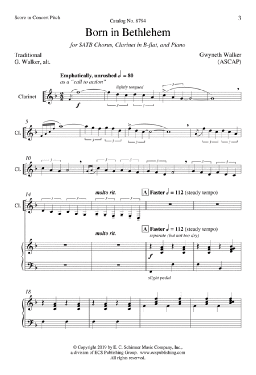 Born in Bethlehem 4-Part scores gallery preview page 3