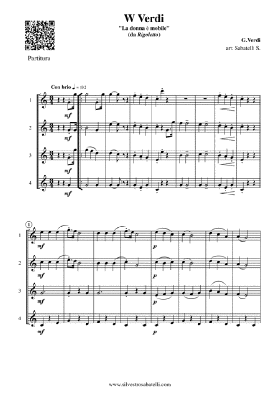 W Verdi - La donna è mobile Woodwind Quartet scores gallery preview page 2