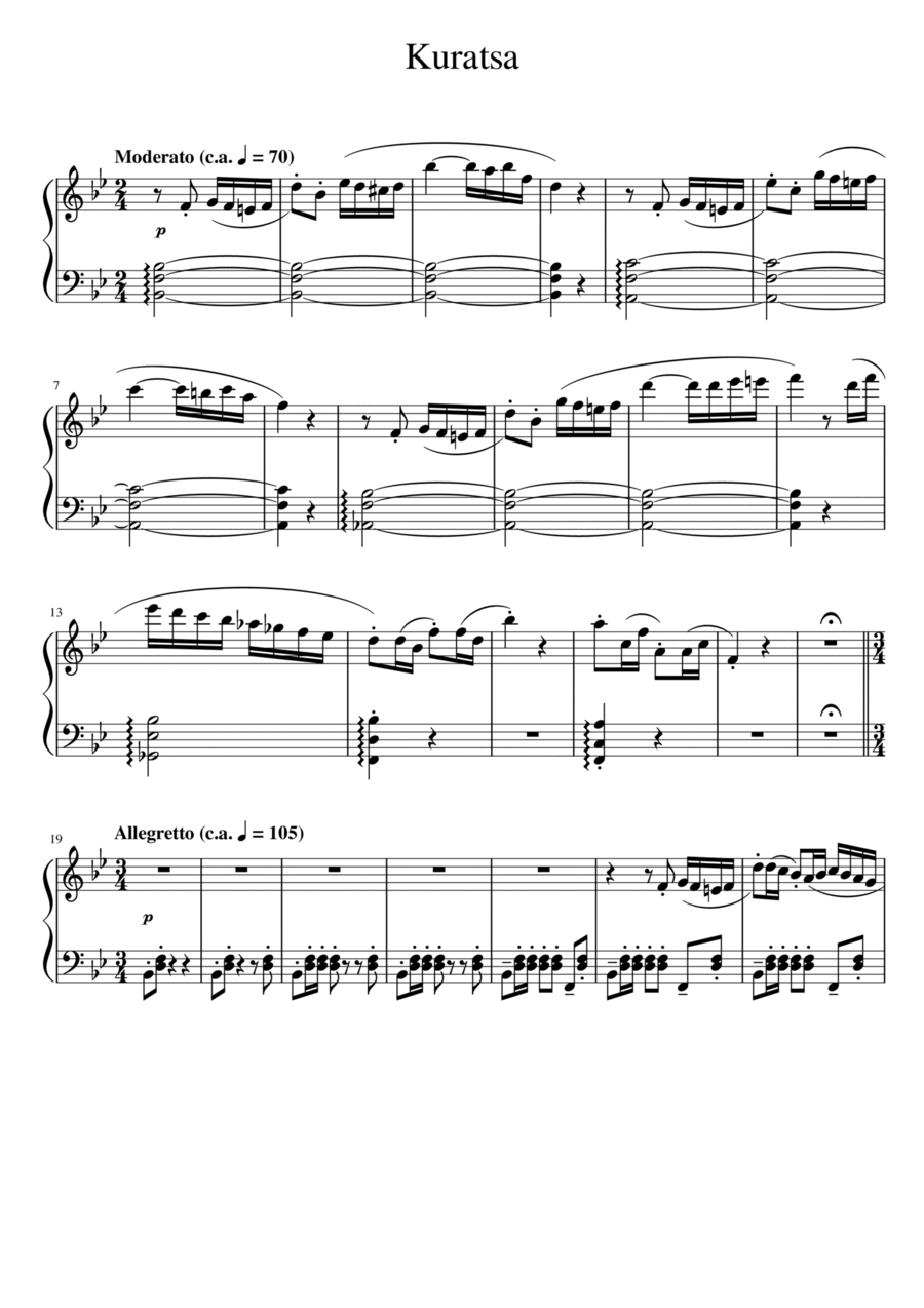 Filipino Folksong - Kuratsa Piano Solo scores gallery preview page 1