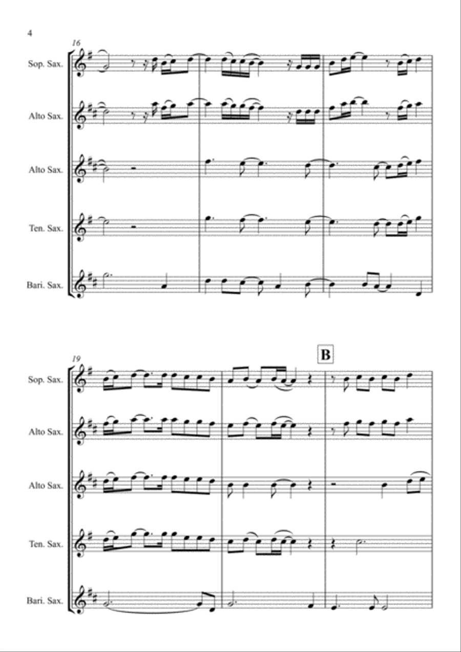 Man In The Mirror Saxophone Quartet scores gallery preview page 4