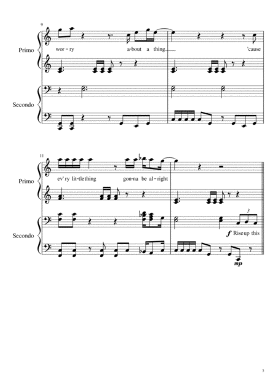 Three Little Birds Piano scores gallery preview page 3
