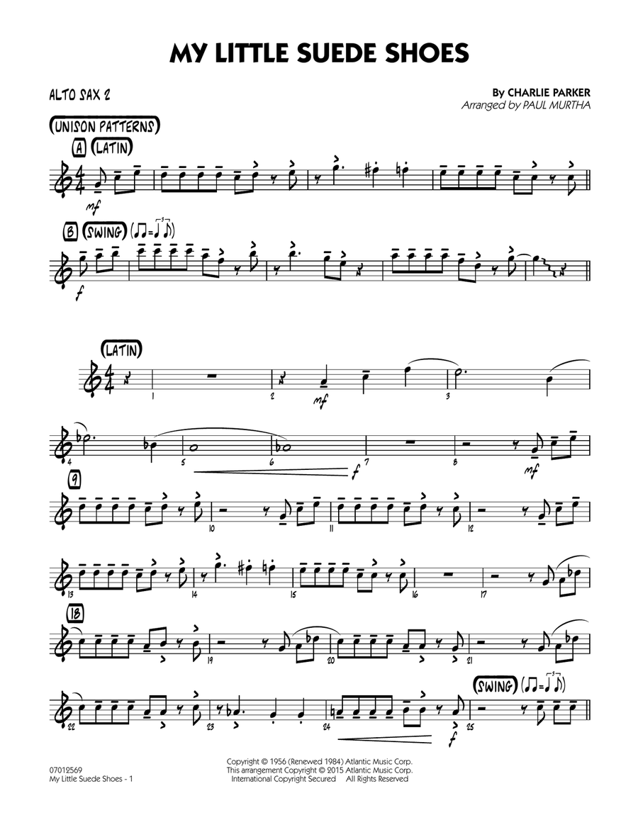 My Little Suede Shoes - Alto Sax 2 Jazz Ensemble scores gallery preview page 1