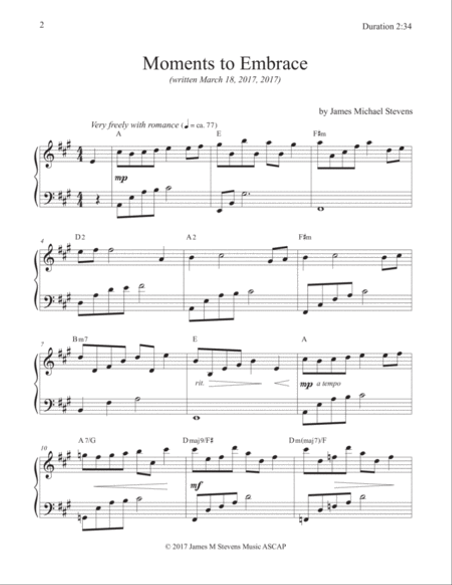 Moments to Embrace (Romantic Piano) Piano Solo scores gallery preview page 2