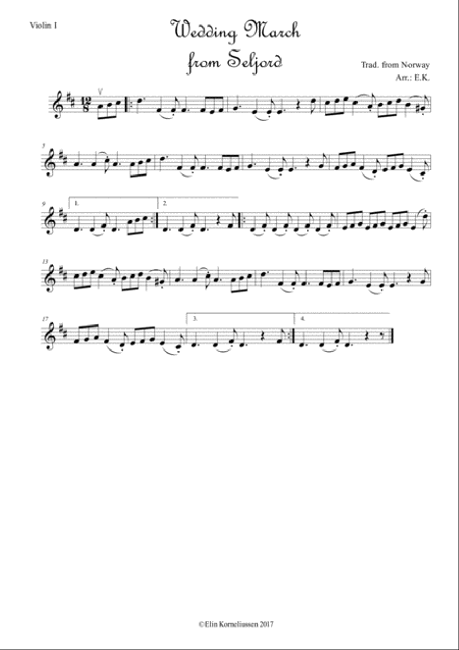 Wedding March from Seljord - traditional tune from Norway for string quartet String Quartet scores gallery preview page 4