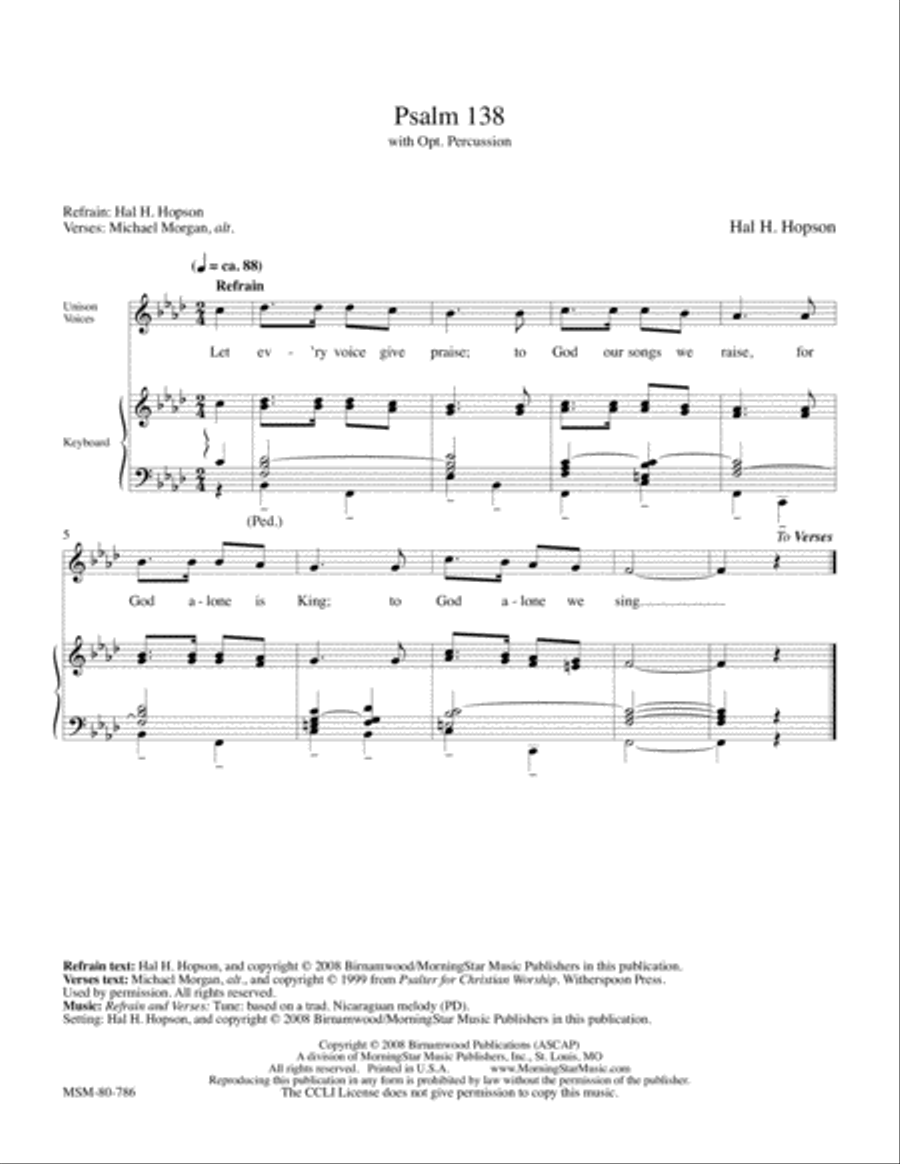 Psalm 138 Psalm 138 4-Part scores gallery preview page 1