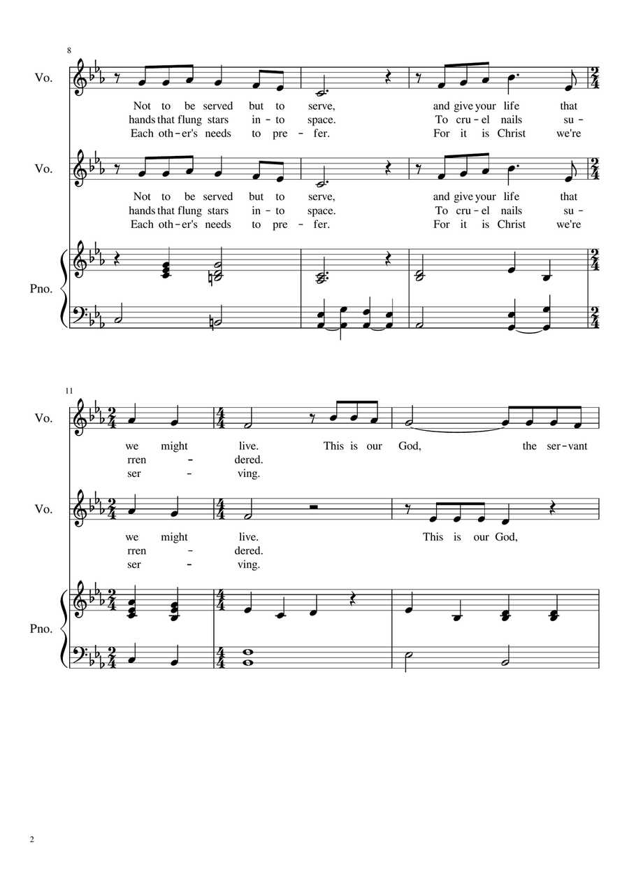 The Servant King From Heaven You Came Piano scores gallery preview page 2