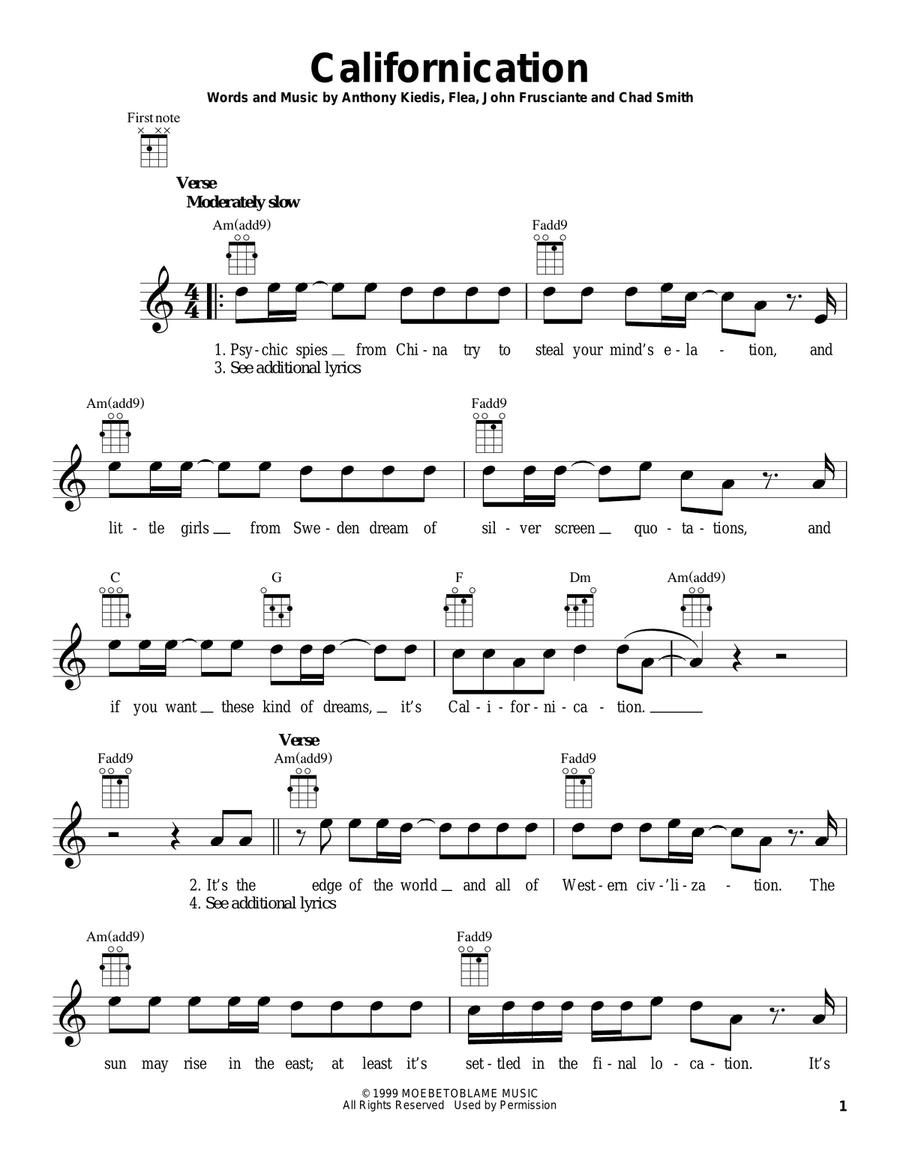 Californication Californication Ukulele scores gallery preview page 1