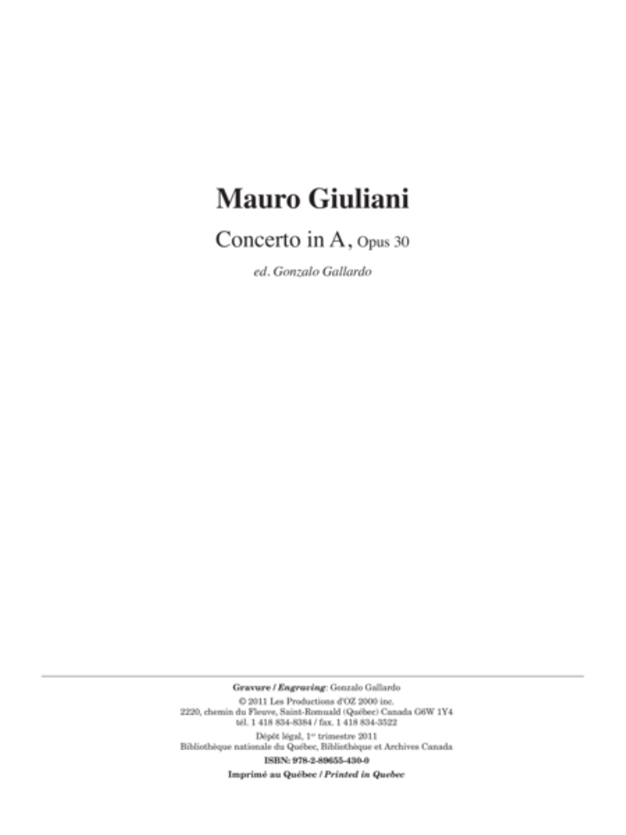 Concerto in A, opus 30 (réduction de piano) Cello scores gallery preview page 1