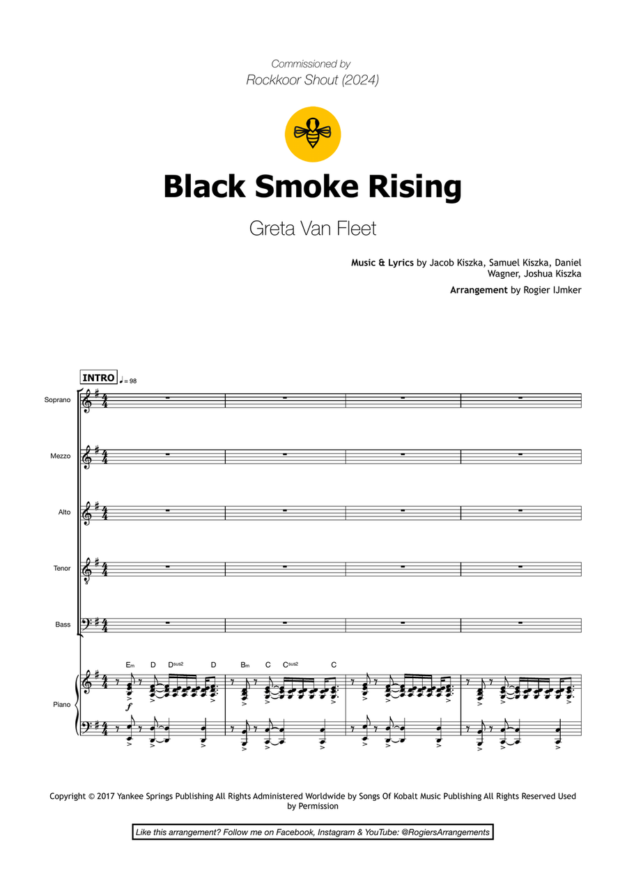 Black Smoke Rising Choir scores gallery preview page 1