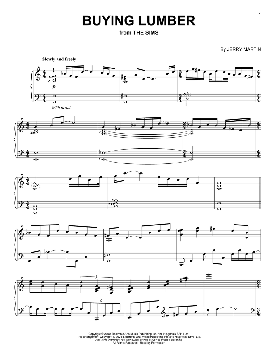 Buying Lumber (from The Sims) Piano Solo scores gallery preview page 1