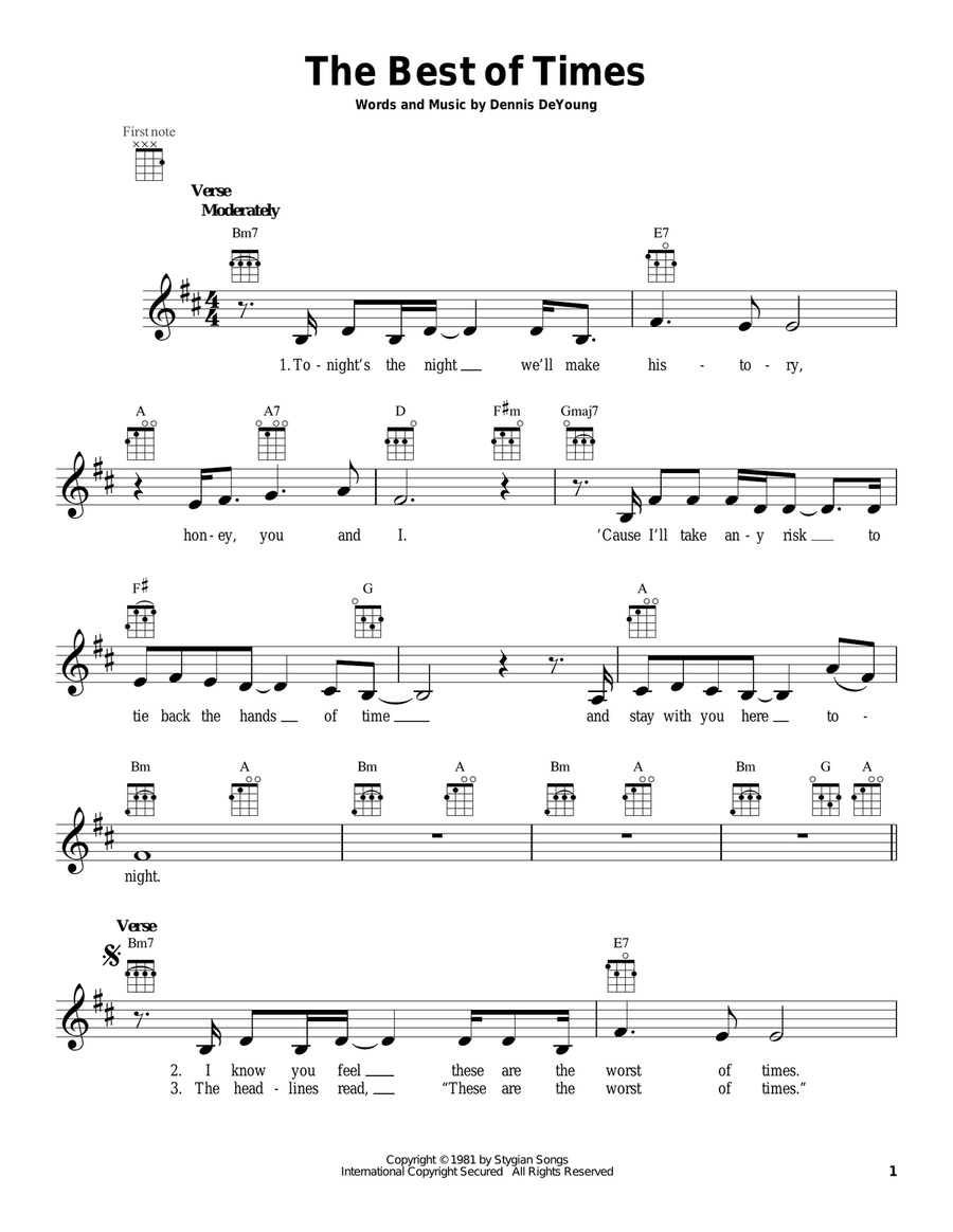 The Best Of Times The Best Of Times Ukulele scores gallery preview page 1