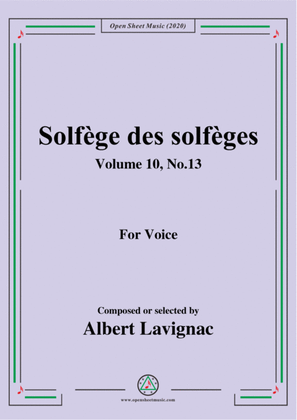 Book cover for Lavignac-Solfège des solfèges,Volume 10,No.13,for Voice