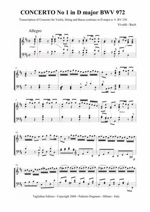 VIVALDI-BACH - Bwv 972 - Transcription for Piano/Organ of Concerto in D major n. 9 - RV 230 by Anto