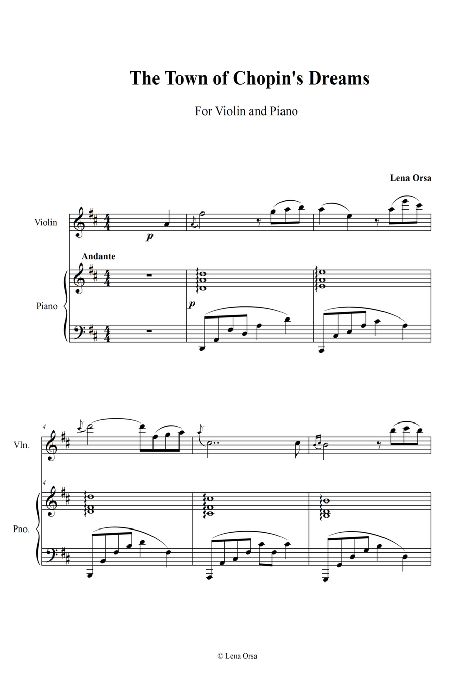 The Town of Chopin's Dreams for violin and piano Violin Solo scores gallery preview page 2