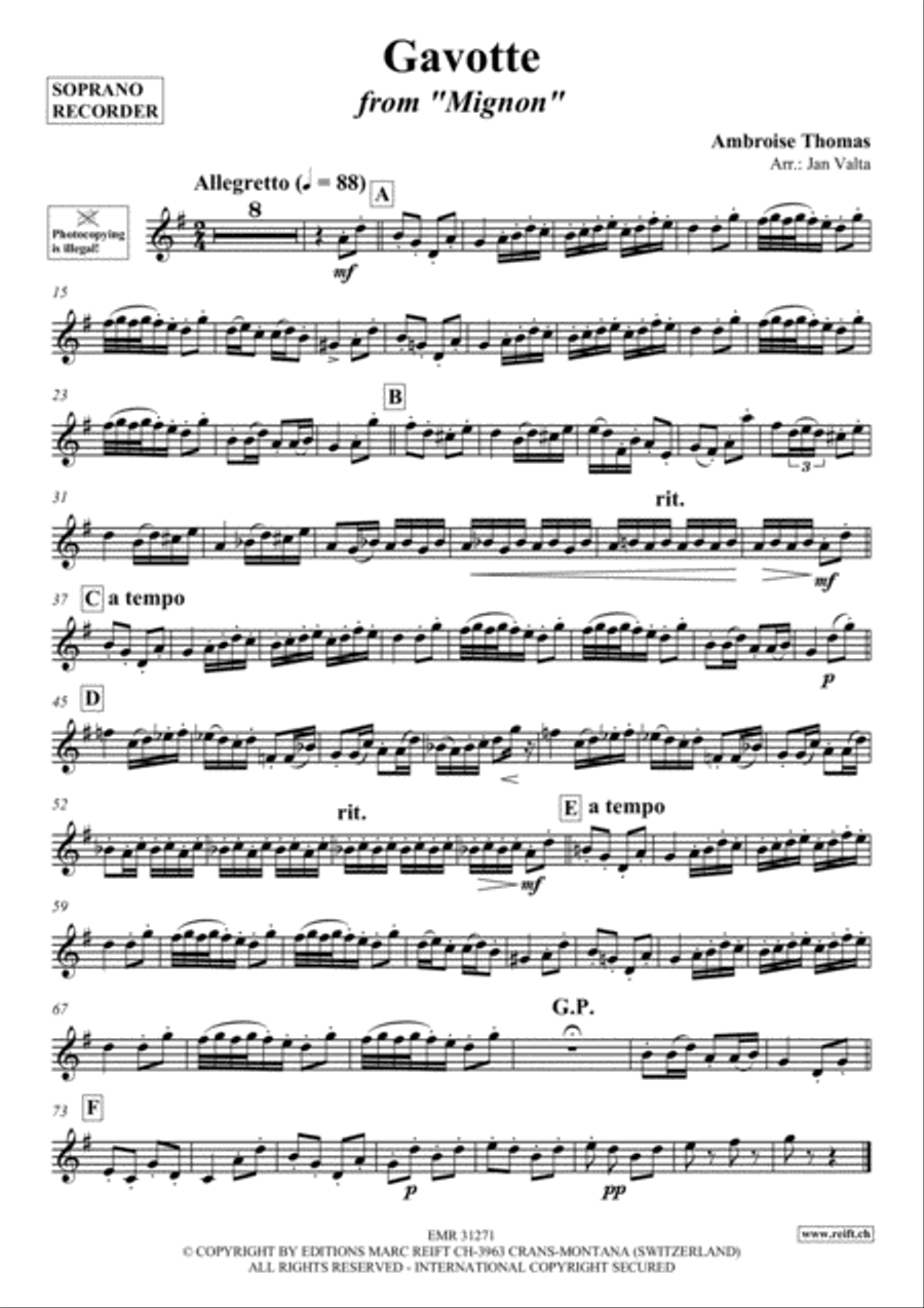 Gavotte Soprano Recorder scores gallery preview page 2