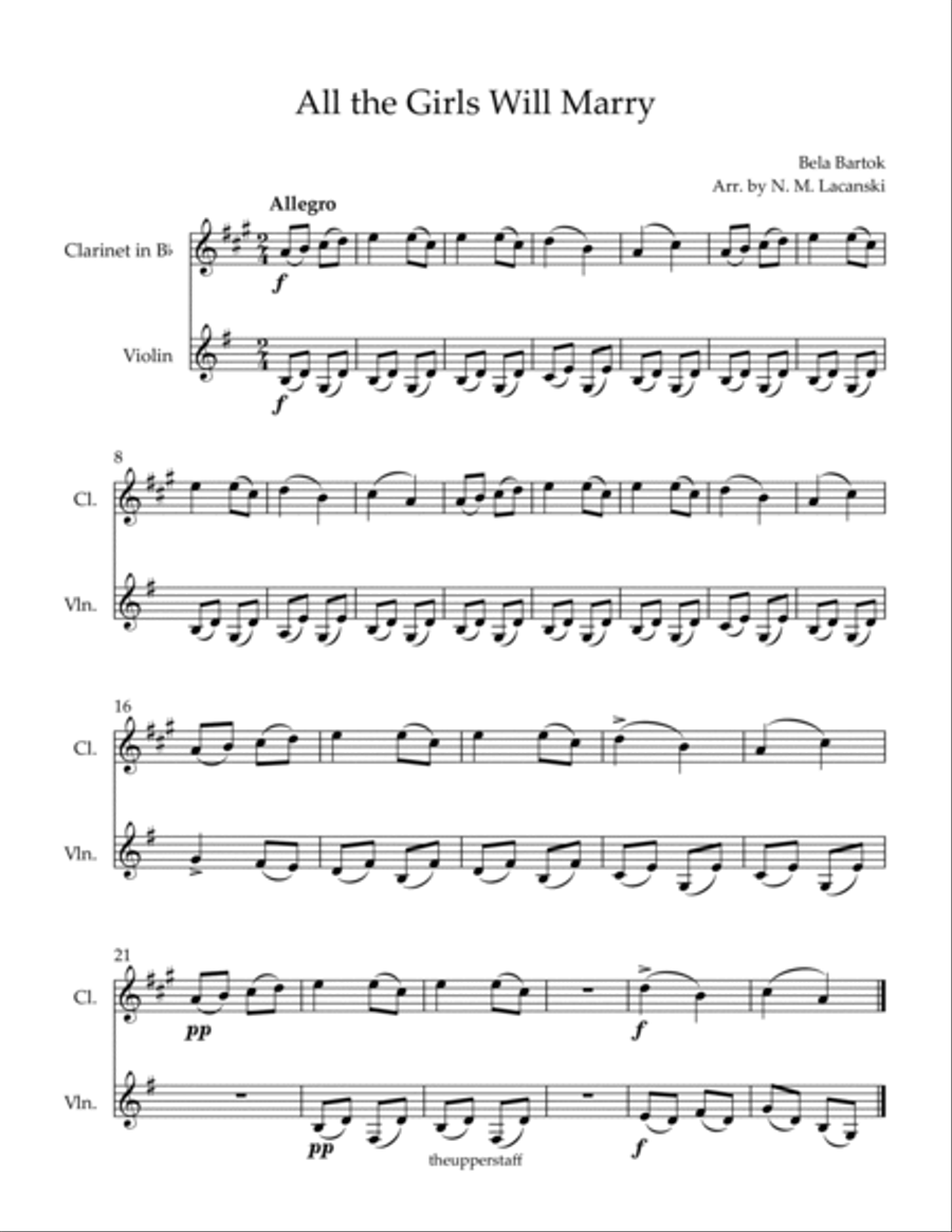All the Girls Will Marry B-Flat Clarinet scores gallery preview page 2