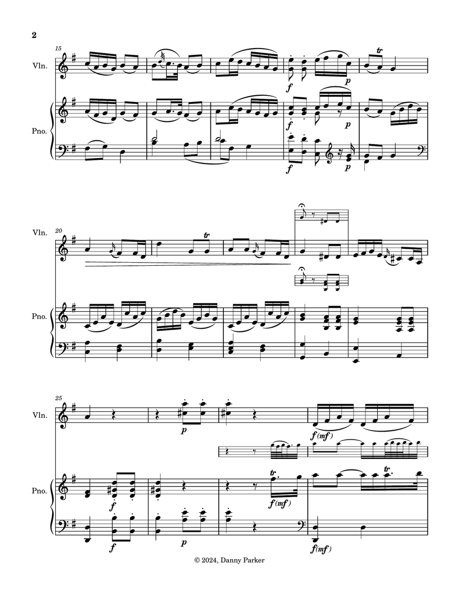 Violin Sonata in G major, after Mozart's K. 311: Andantino con espressione Chamber Music scores gallery preview page 3