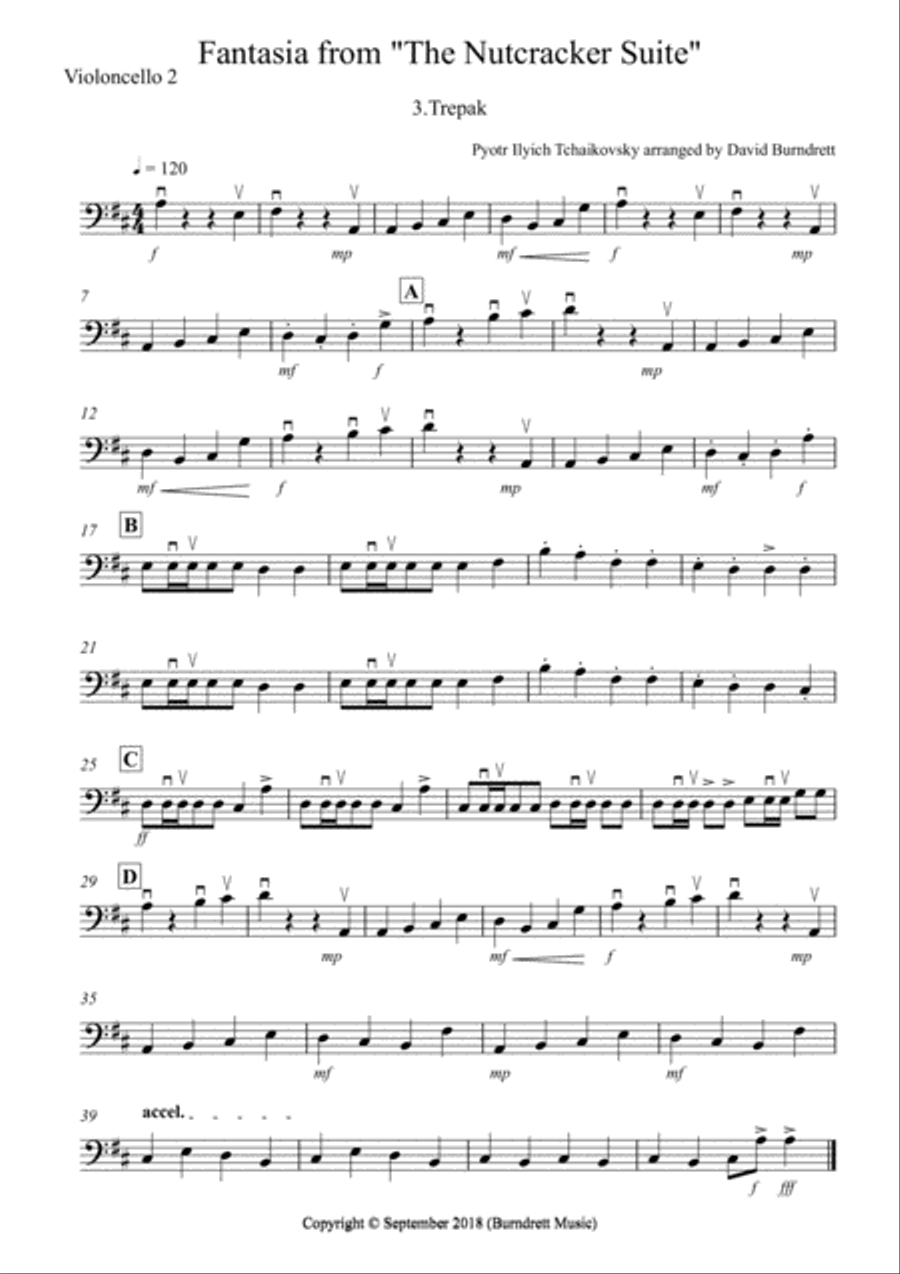 Trepak (Fantasia from Nutcracker) for Cello Quartet Cello scores gallery preview page 5