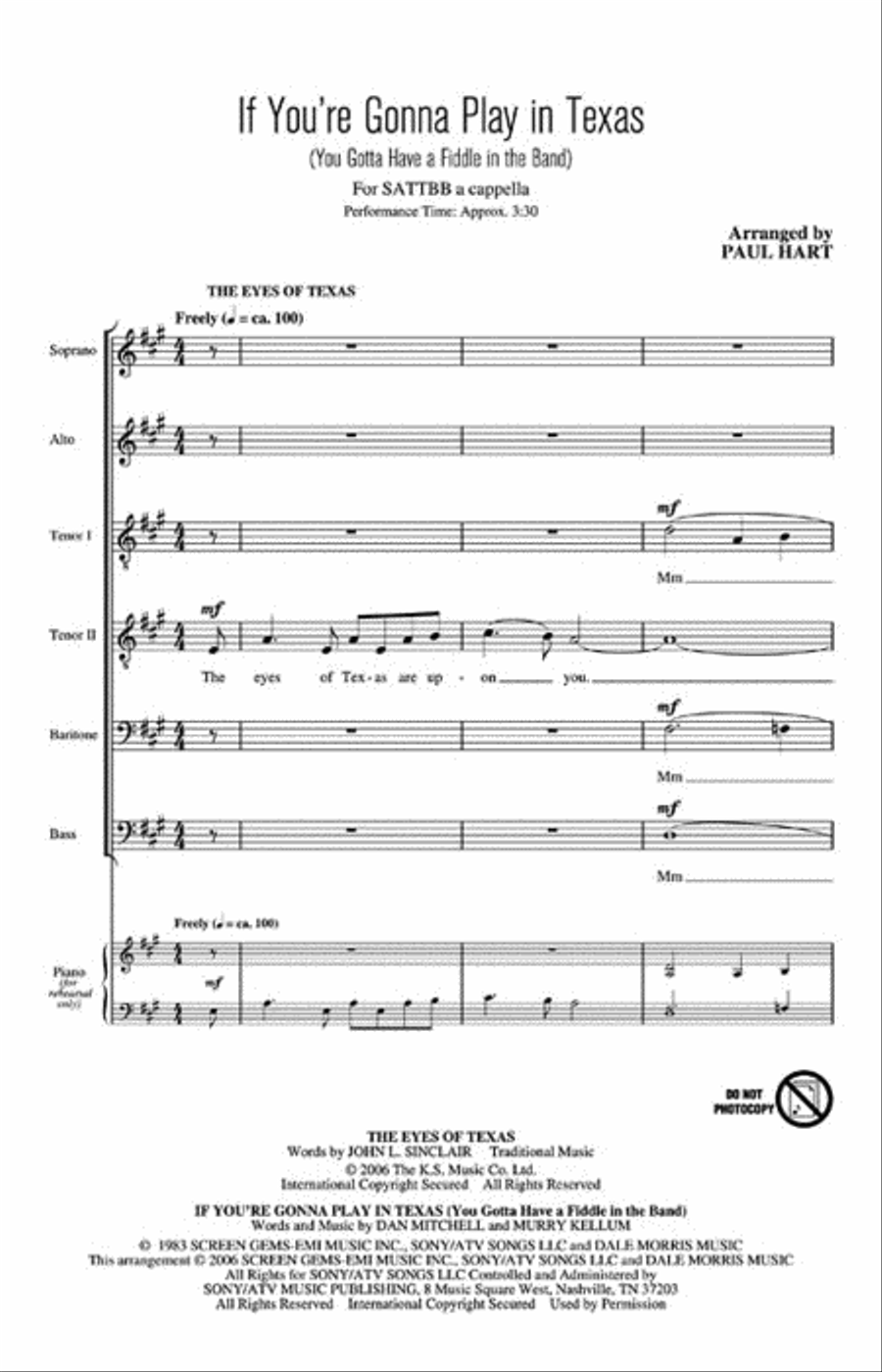 If You're Gonna Play in Texas A Cappella scores gallery preview page 2