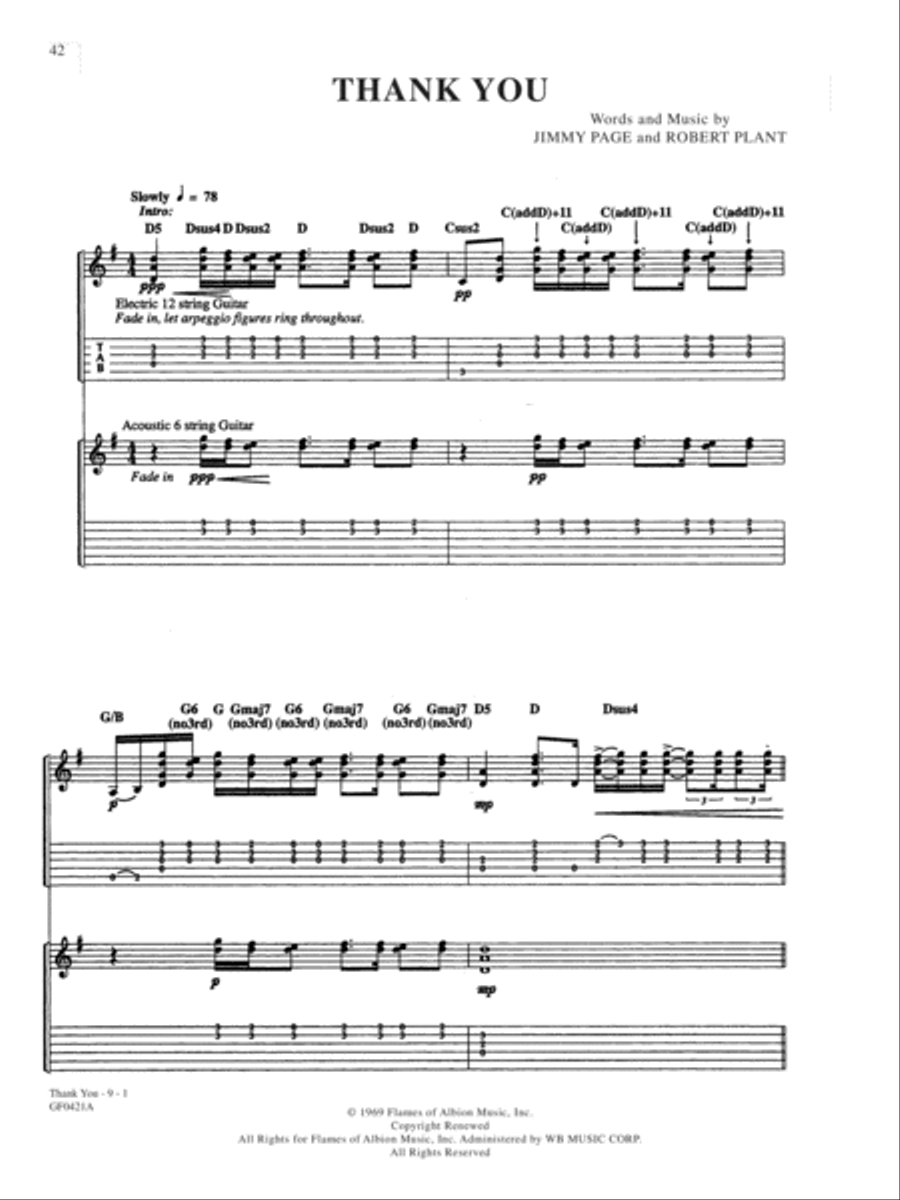 Thank You Thank You Guitar Tablature scores gallery preview page 1