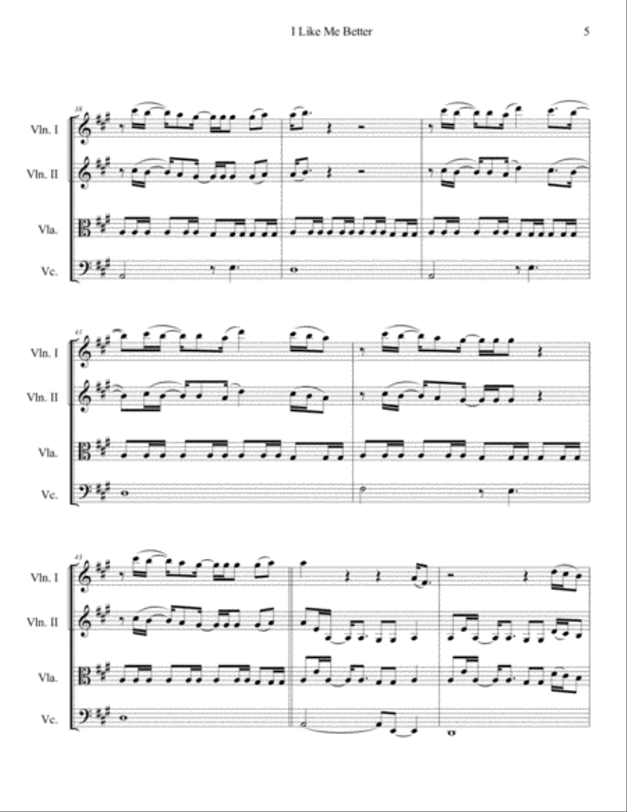 I Like Me Better String Quartet scores gallery preview page 6