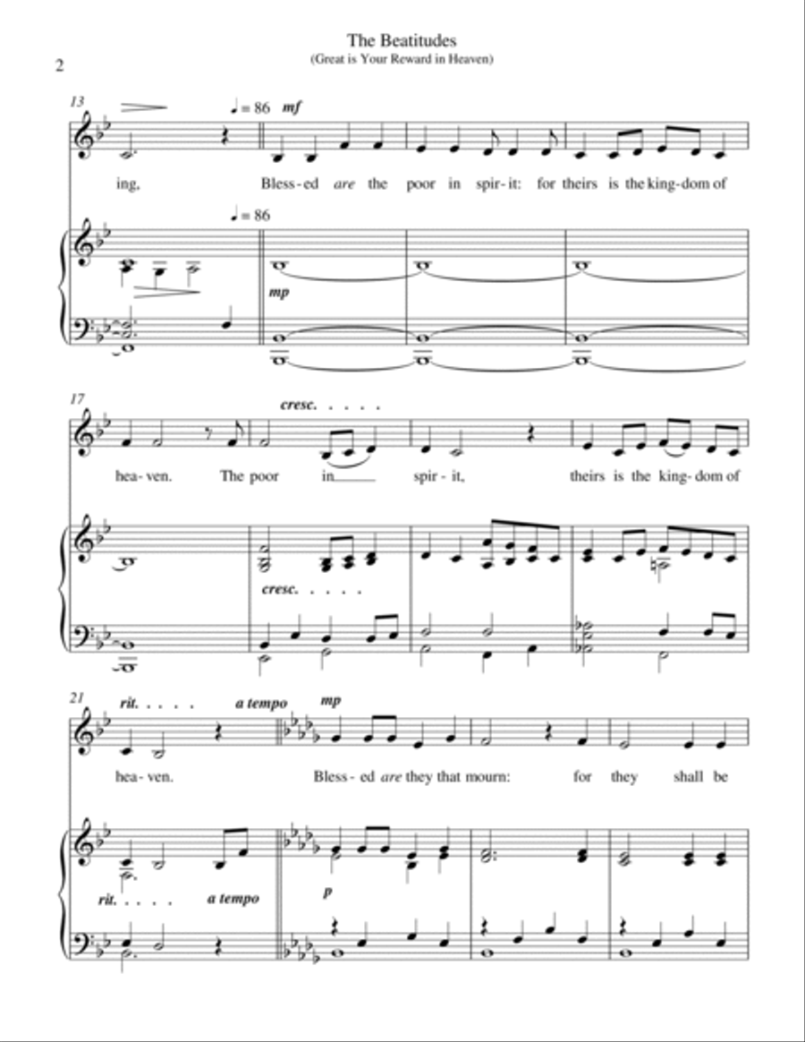 The Beatitudes (Great is Your Reward in Heaven) (medium low voice) Low Voice scores gallery preview page 3
