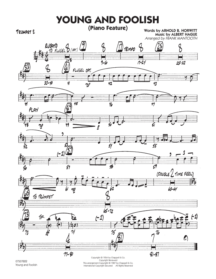 Young And Foolish - Trumpet 2 Jazz Ensemble scores gallery preview page 1