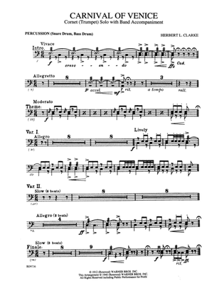 Carnival of Venice (Cornet (Trumpet) Solo with Band Accompaniment): 1st Percussion