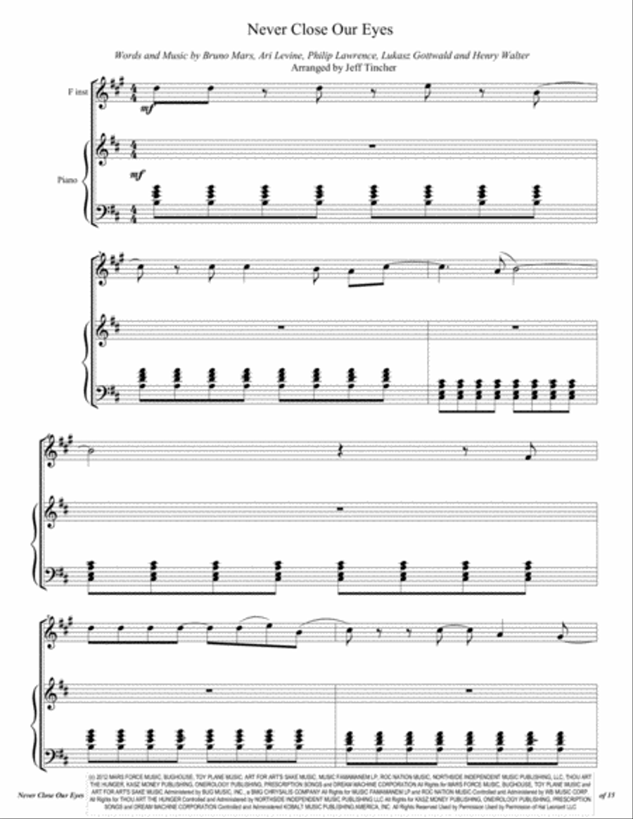 Never Close Our Eyes Never Close Our Eyes Horn scores gallery preview page 2