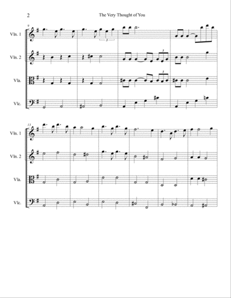The Very Thought Of You String Quartet scores gallery preview page 2