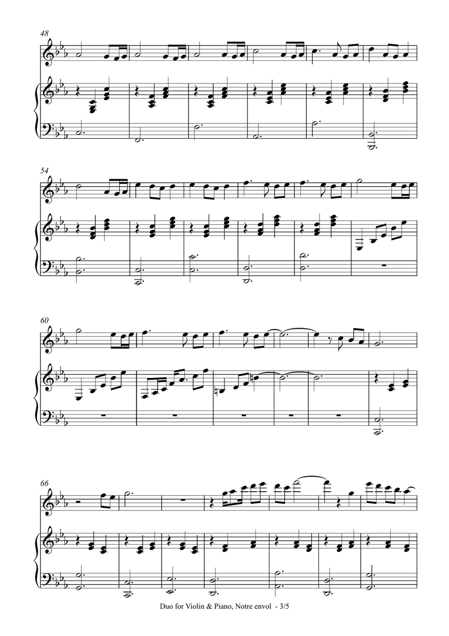 Duo for Violin & Piano, Notre envol Violin scores gallery preview page 3