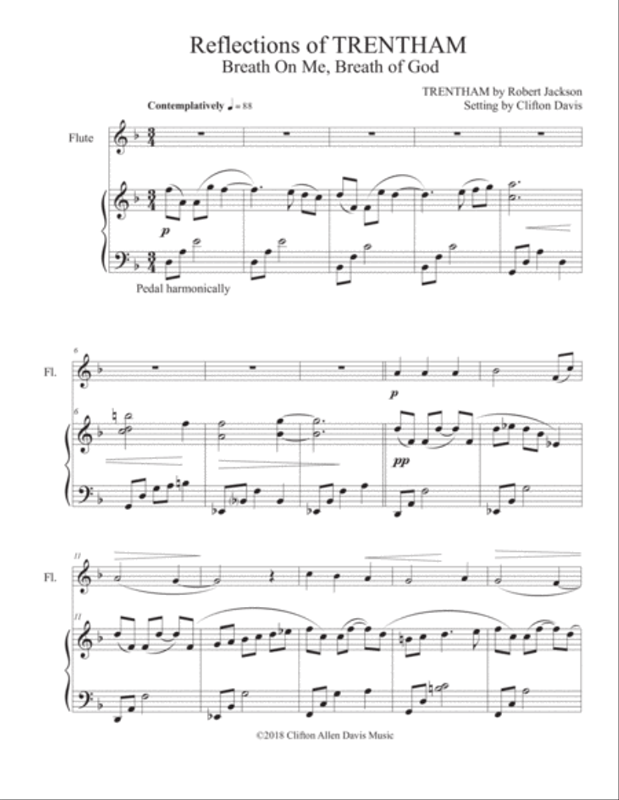 Reflections of TRENTHAM (Breathe On Me, Breath of God), Solo Flute and Piano Flute Solo scores gallery preview page 2