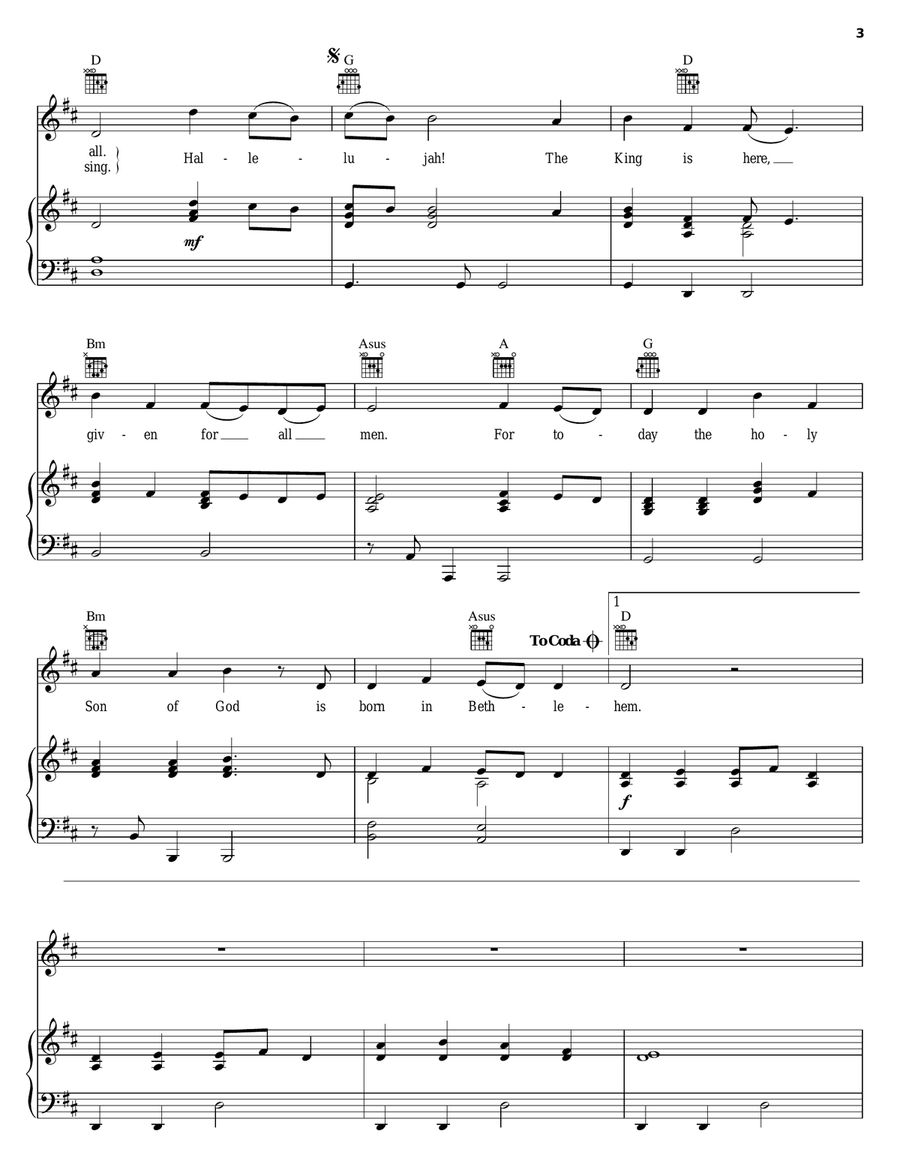 Born In Bethlehem Piano, Vocal, Guitar scores gallery preview page 3