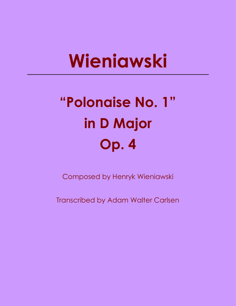 Wieniawski Polonaise No. 1 in D Major Piano Solo scores gallery preview page 1