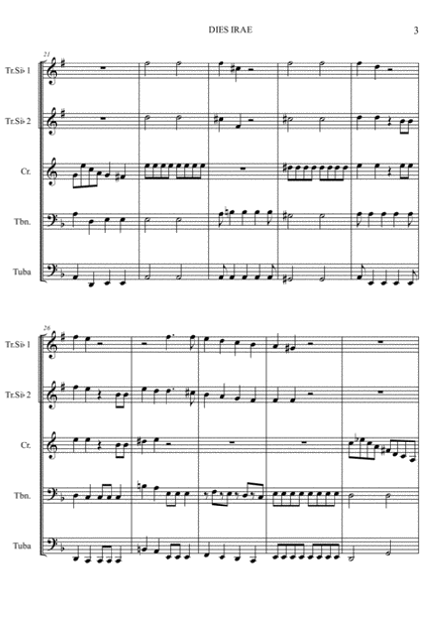 DIES IRAE from REQUIEM by W. A. Mozart Brass Ensemble scores gallery preview page 4