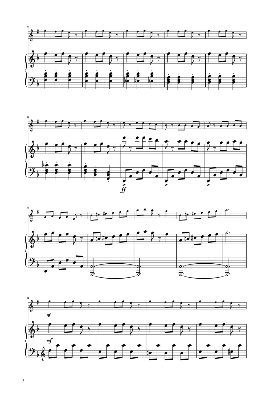 Carol of The Bells - Trumpet Solo w/ Piano B-Flat Trumpet scores gallery preview page 2