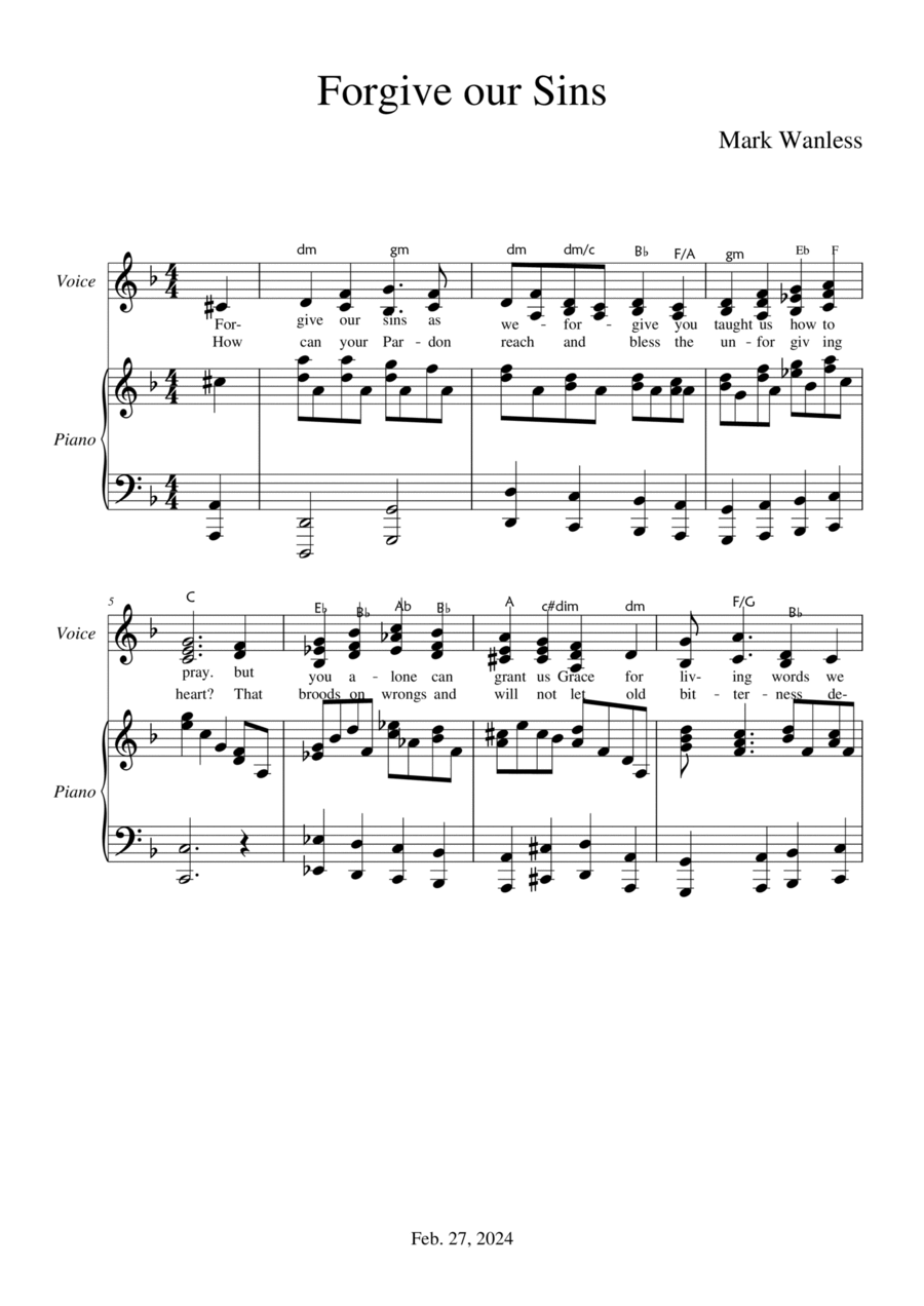 Forgive Our Sins Voice scores gallery preview page 1