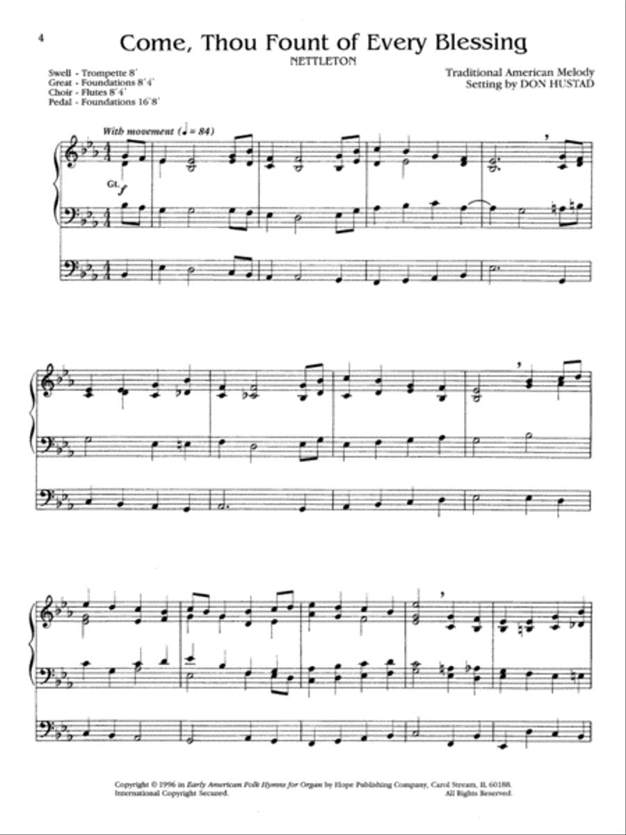 Early American Folk Hymns for Organ Organ Solo scores gallery preview page 4