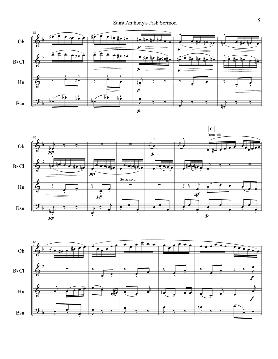 Sermon to the Fish for Woodwind Quartet Woodwind Quartet scores gallery preview page 5