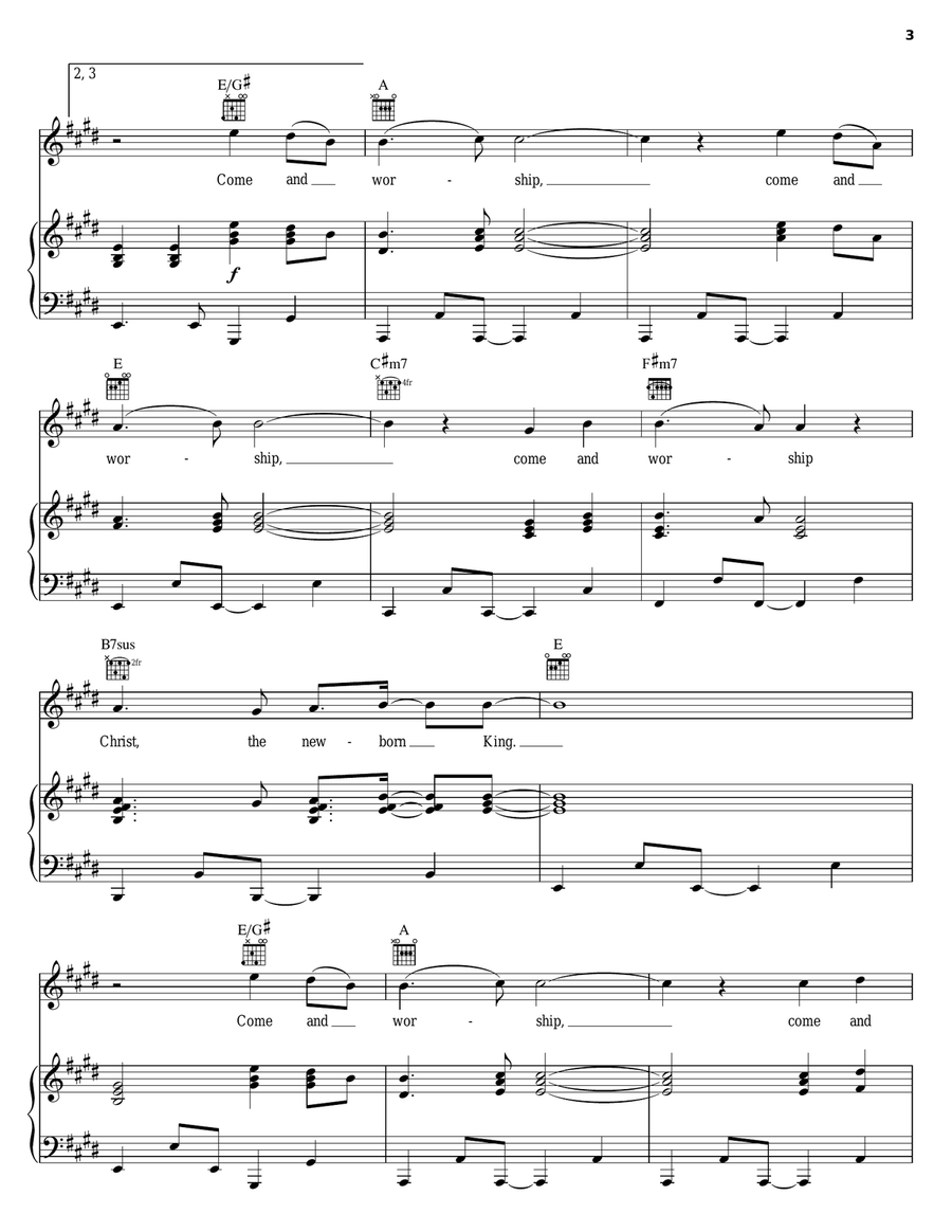 Angels From The Realms Of Glory Piano, Vocal, Guitar scores gallery preview page 3