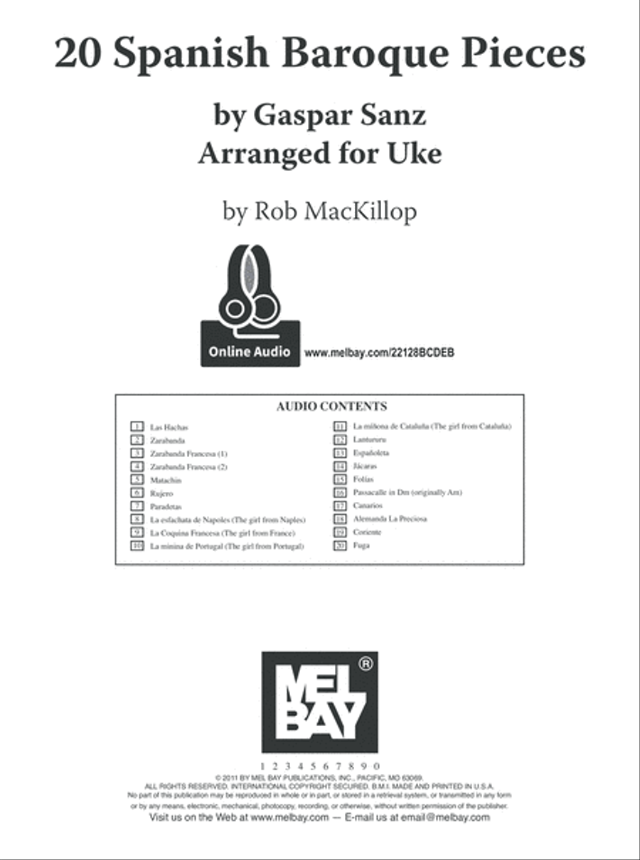 20 Spanish Baroque Pieces by Gaspar Sanz Arranged for Uke Ukulele scores gallery preview page 2