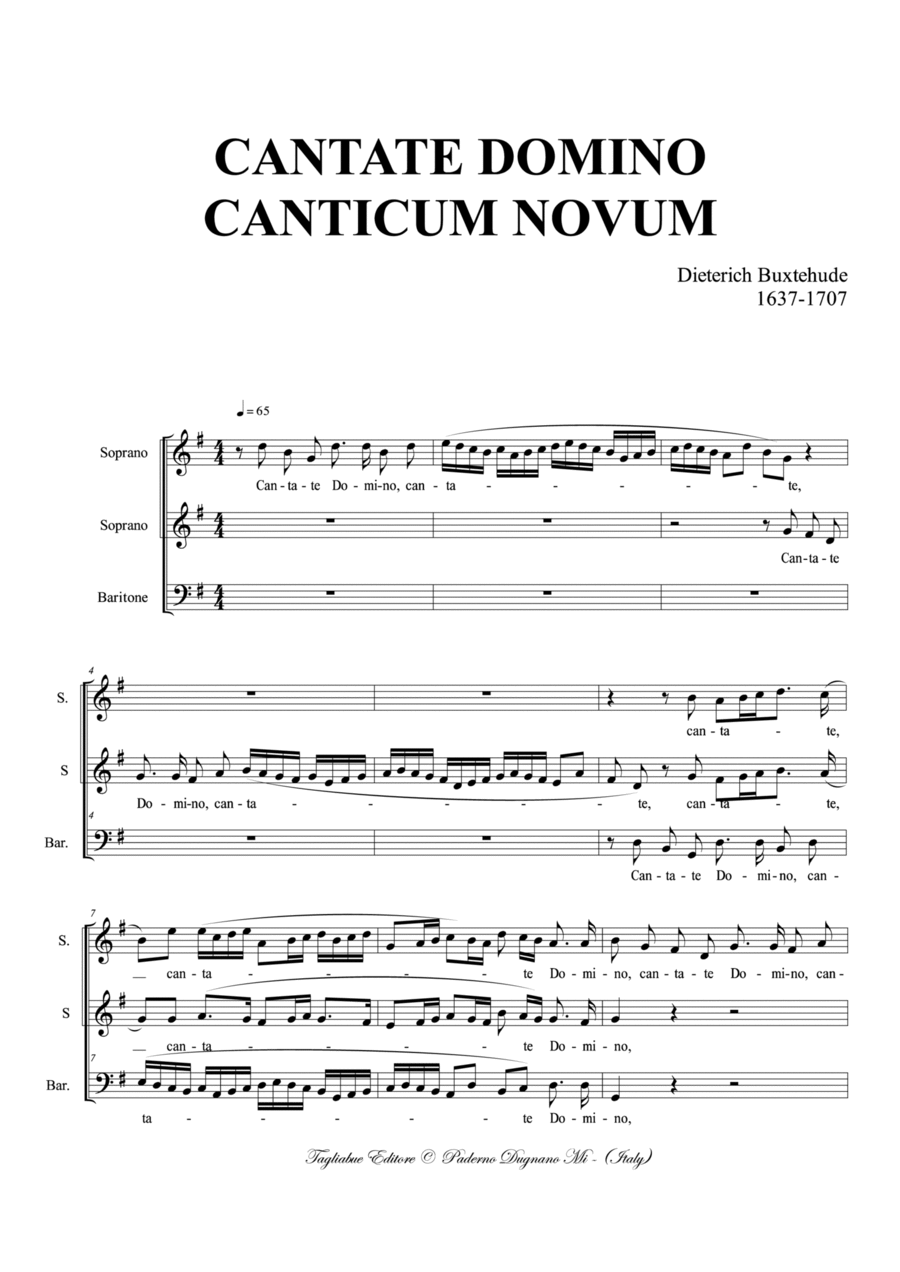 BUXTEHUDE - CANTATE DOMINO - BuxWv 12 - For SSBar Choir 3-Part scores gallery preview page 1