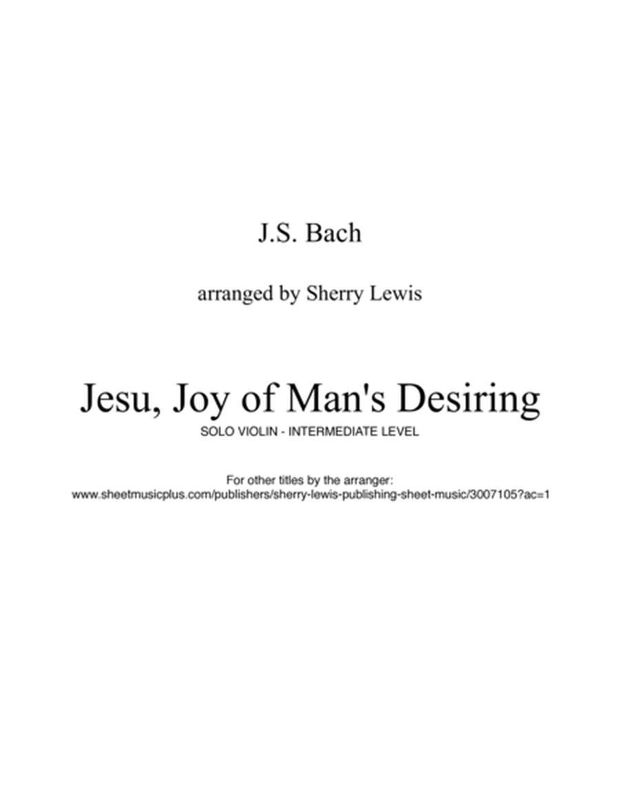 JESU, JOY OF MAN'S DESIRING- Solo Violin, Intermediate Level image number null