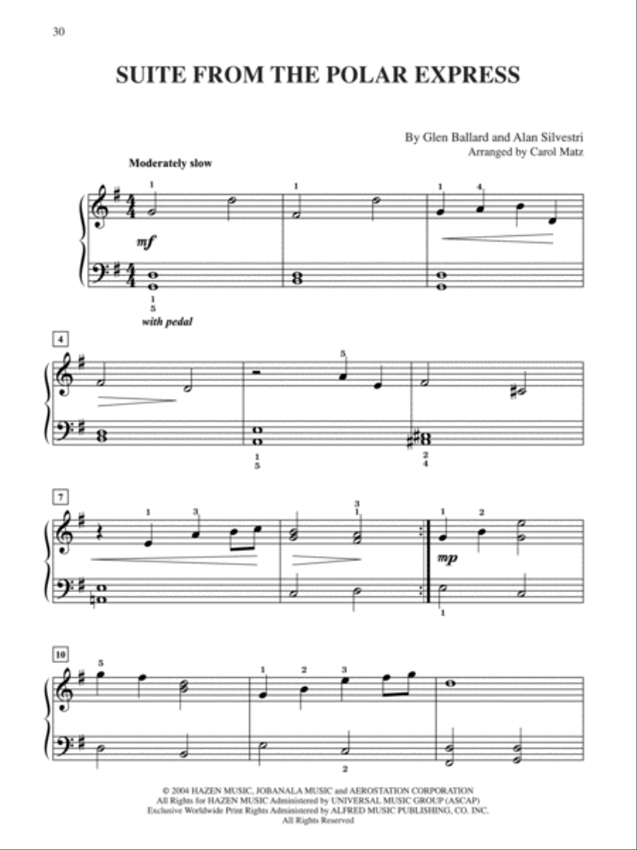 Selections from The Polar Express Easy Piano scores gallery preview page 5