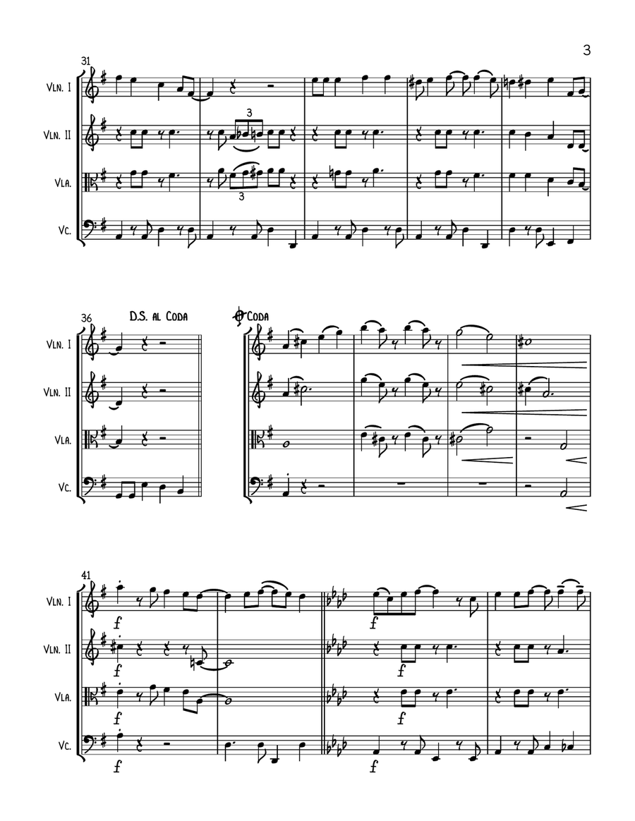 Rockin' Around The Christmas Tree String Quartet scores gallery preview page 3
