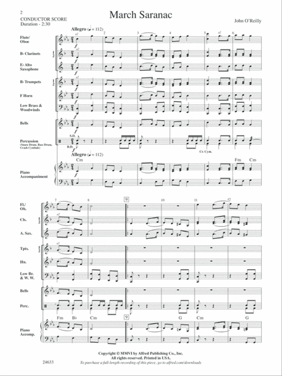 March Saranac: Score March Saranac: Score Concert Band scores gallery preview page 2