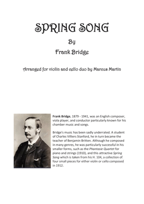 Book cover for Spring Song by Frank Bridge arranged for violin & cello