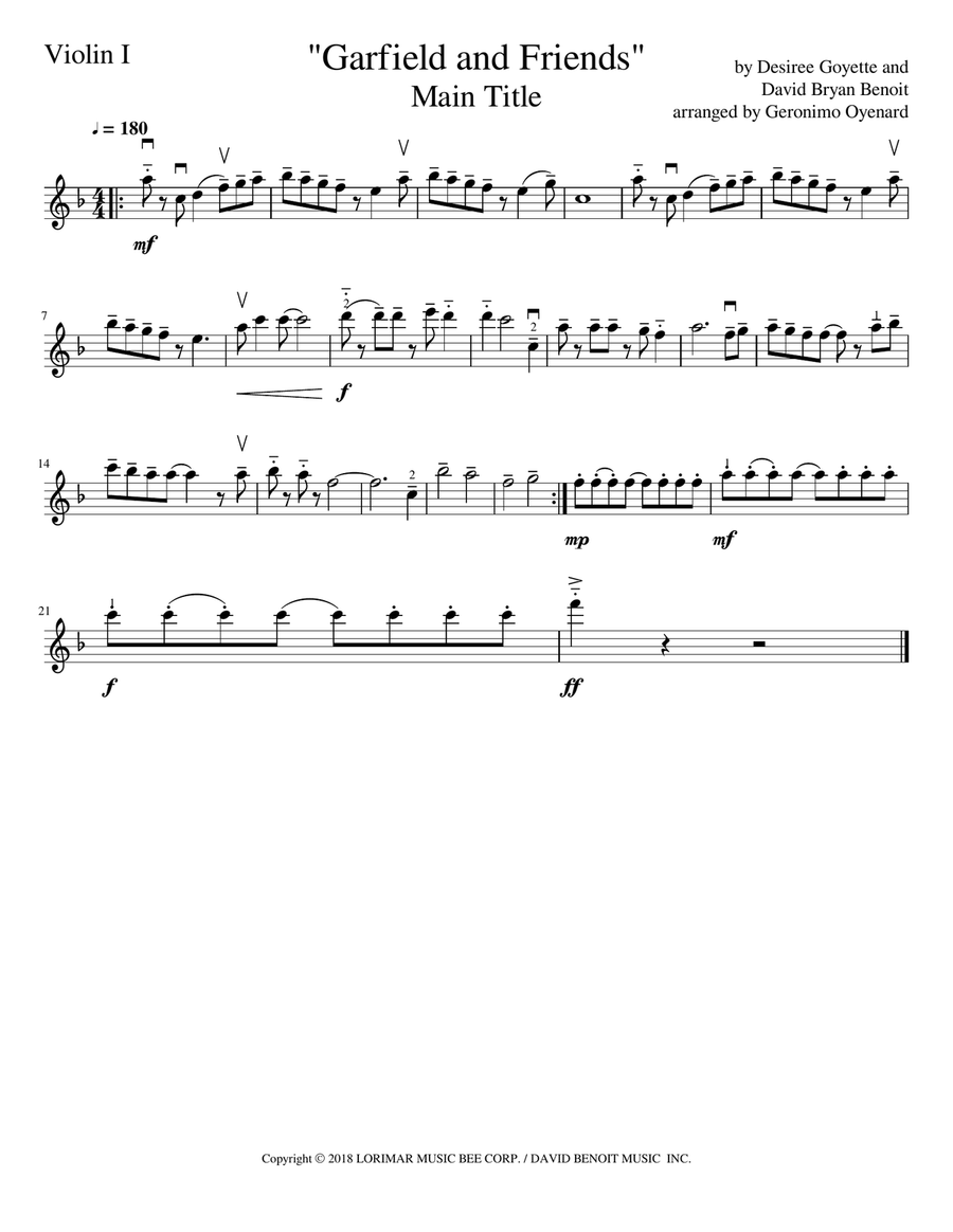 Garfield And Friends - Main Title String Quartet scores gallery preview page 3